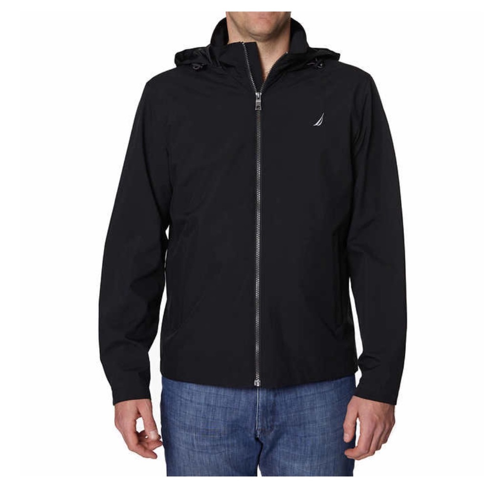 NWT Nautical Men’s Water Resistant Lightweight Zip Up Jacket in Black